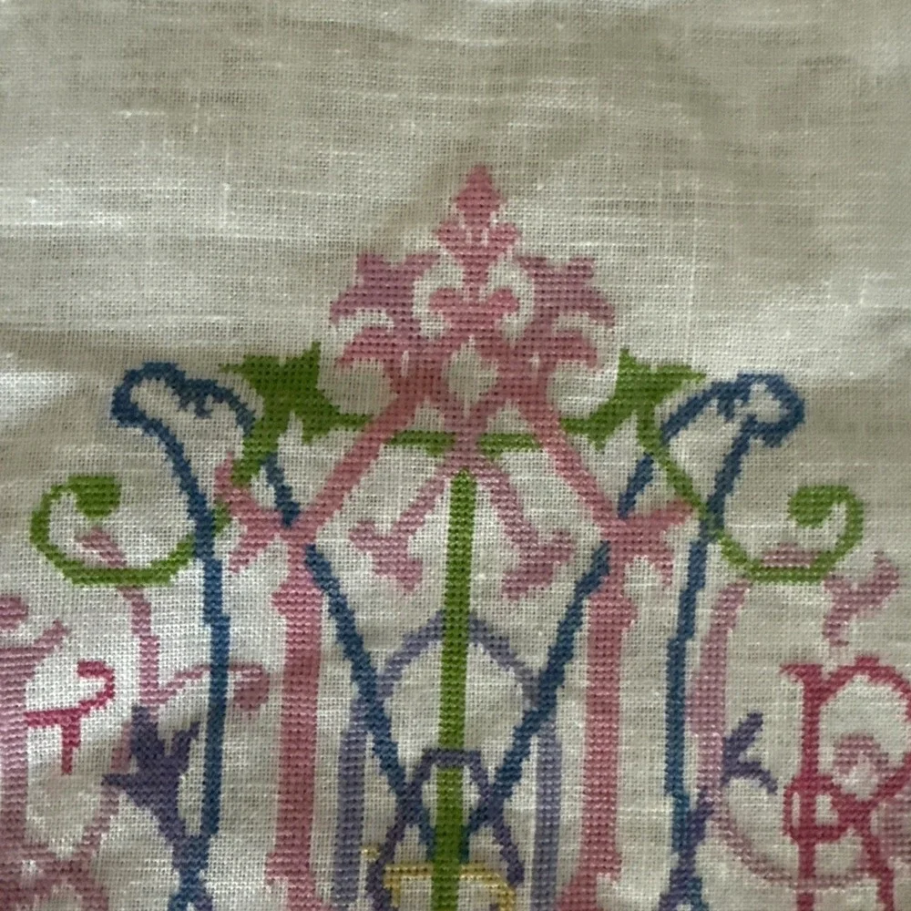 Posy Collection Alphabet Quilt Monogram counted cross stitch Completed 12x7.5